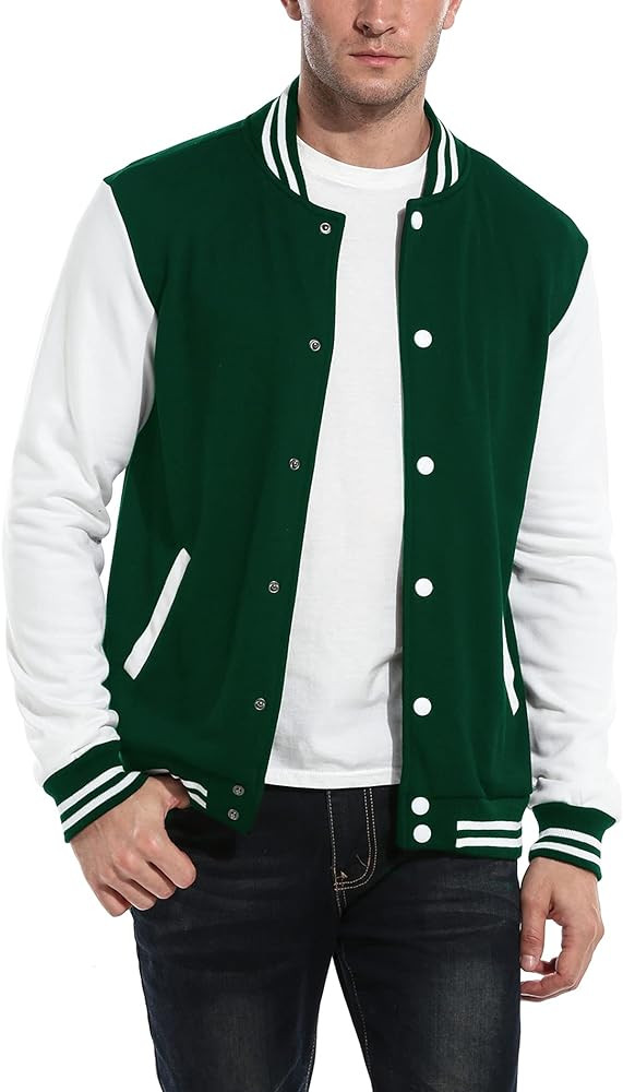 COOFANDY Men's Fashion Varsity Jacket Causal Slim Fit Cotton Letterman Baseball Bomber Jackets | Amazon (US)