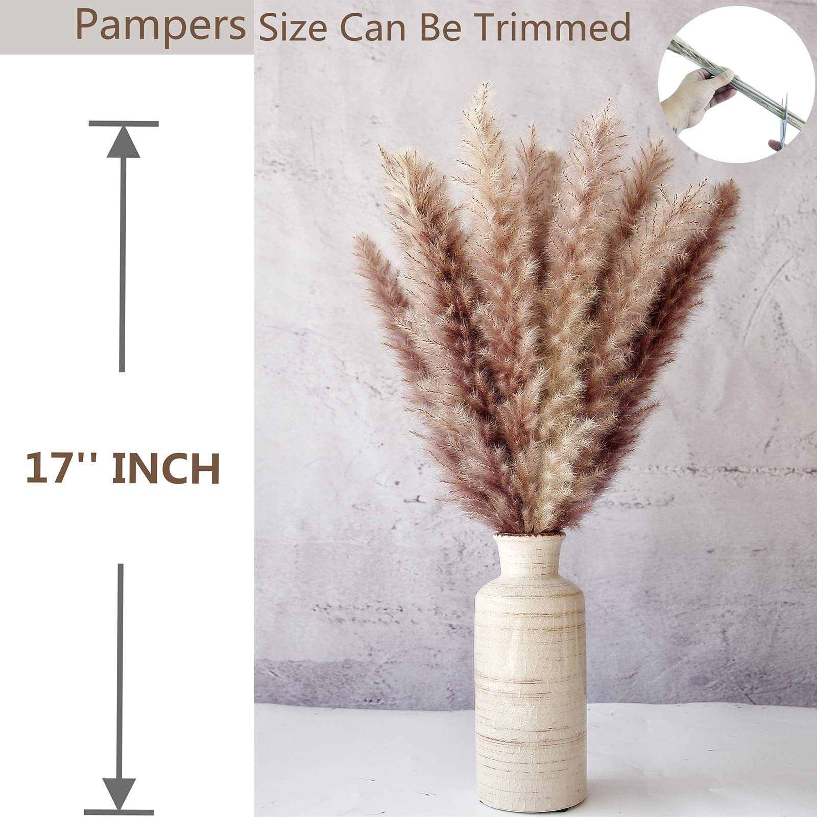 110 PCS Dried Pampas Grass Bouquet, Boho Table Decor, Bunny Tails Dried Flowers, Brown Pompas, White Pampas Grass for Wedding, Home, Rustic Party, Baby Shower Decorations | Amazon (US)