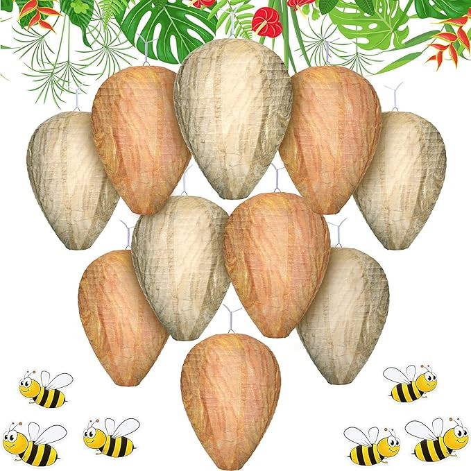 10 Pieces Wasp Nest Decoy Wasp Deterrent for Hornets Hanging Wasp Nest Repellent Garden Yard Outd... | Amazon (US)