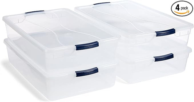 Rubbermaid Cleverstore 42 Quart Stackable Plastic Storage Bin with Lids for Garage, Closet, and C... | Amazon (US)