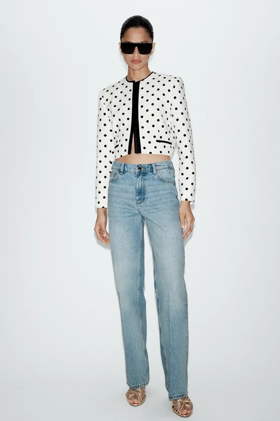 POLKA DOT CROPPED BLAZER | Zara US