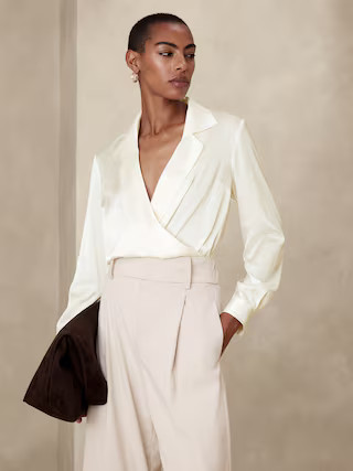 Satin Wrap Blouse | Banana Republic Factory