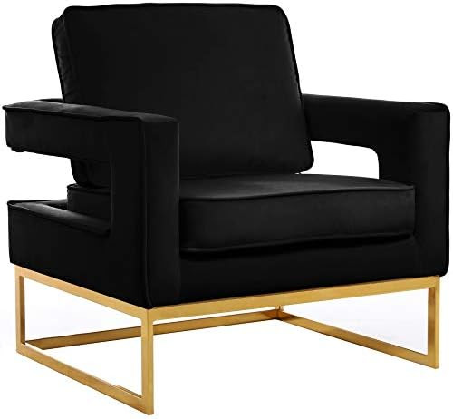 Meridian Furniture Modern | Contemporary Black Velvet Upholstered Accent Chair with Stainless Ste... | Amazon (US)