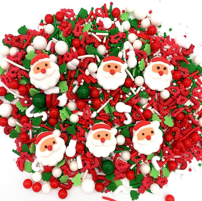 Santa Claus Sprinkles 7oz Candy Sugar Sprinkle Red and Green Sprinkles Cake Decorations Cupcake T... | Amazon (US)