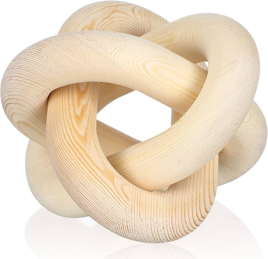 Wood Chain Link Decor 3 Link Wood Knot Decor Hand Carved Coffee Table Decor Modern Farmhouse Shel... | Amazon (US)