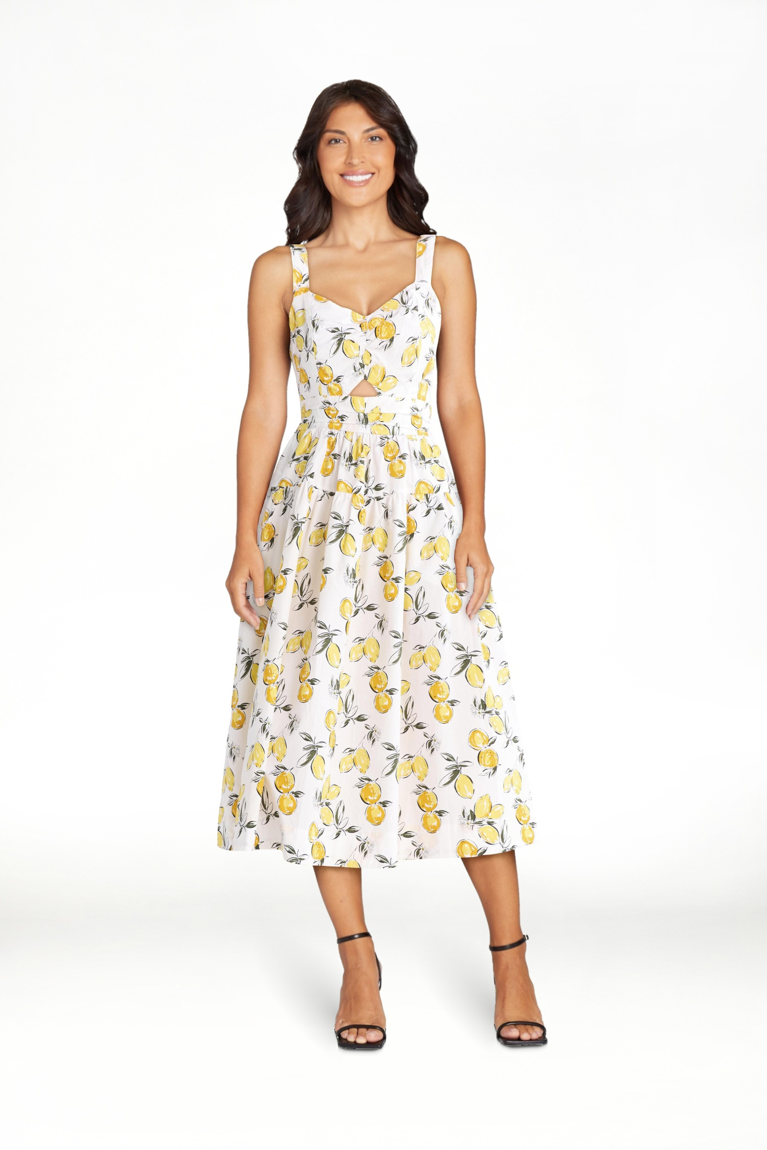 Free Assembly Women's Ruched Cutout Cotton Midi Dress, XS-XXL - Walmart.com | Walmart (US)