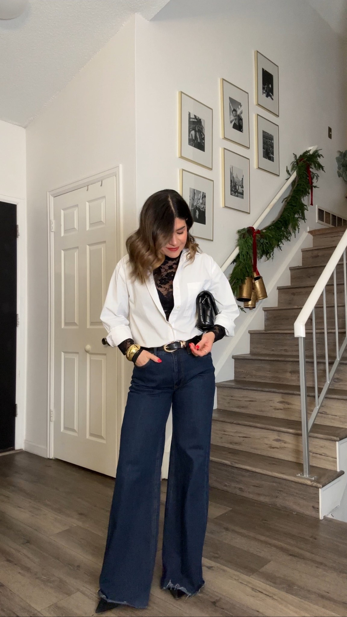 Take 25% off my current favorite pair of wide leg jeans with code CHICTALKCH25
Linked similar lace top! 
My belt is only $20! 
Jeans run a little big. I’m wearing size 24. 

#LTKHoliday #LTKFindsUnder100 #LTKootd