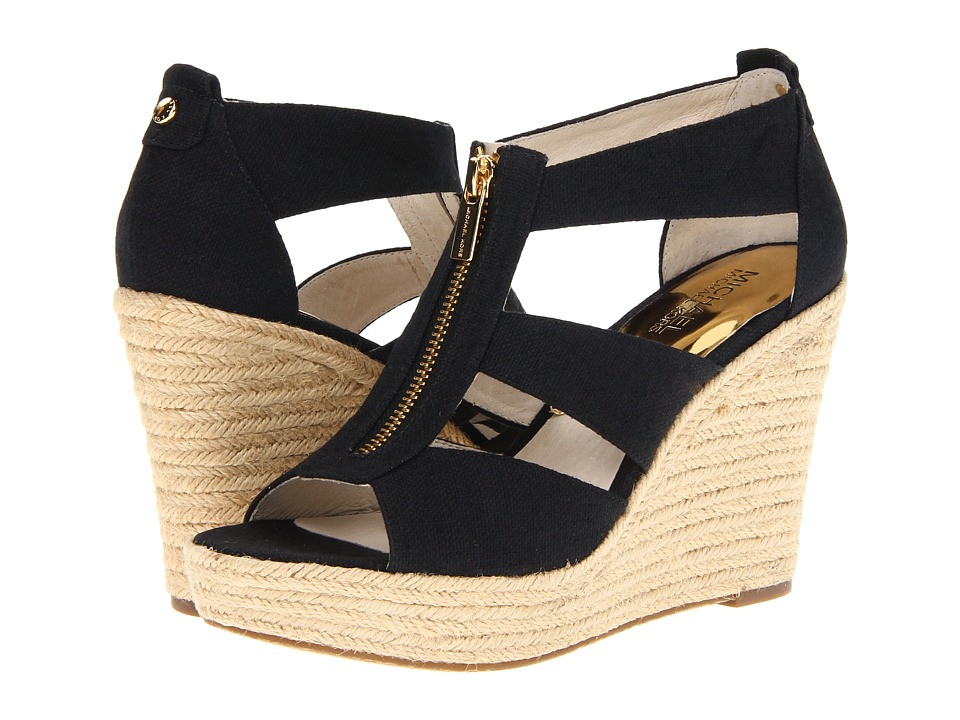 MICHAEL Michael Kors - Damita Wedge (Black Canvas) Women's Wedge Shoes | Zappos
