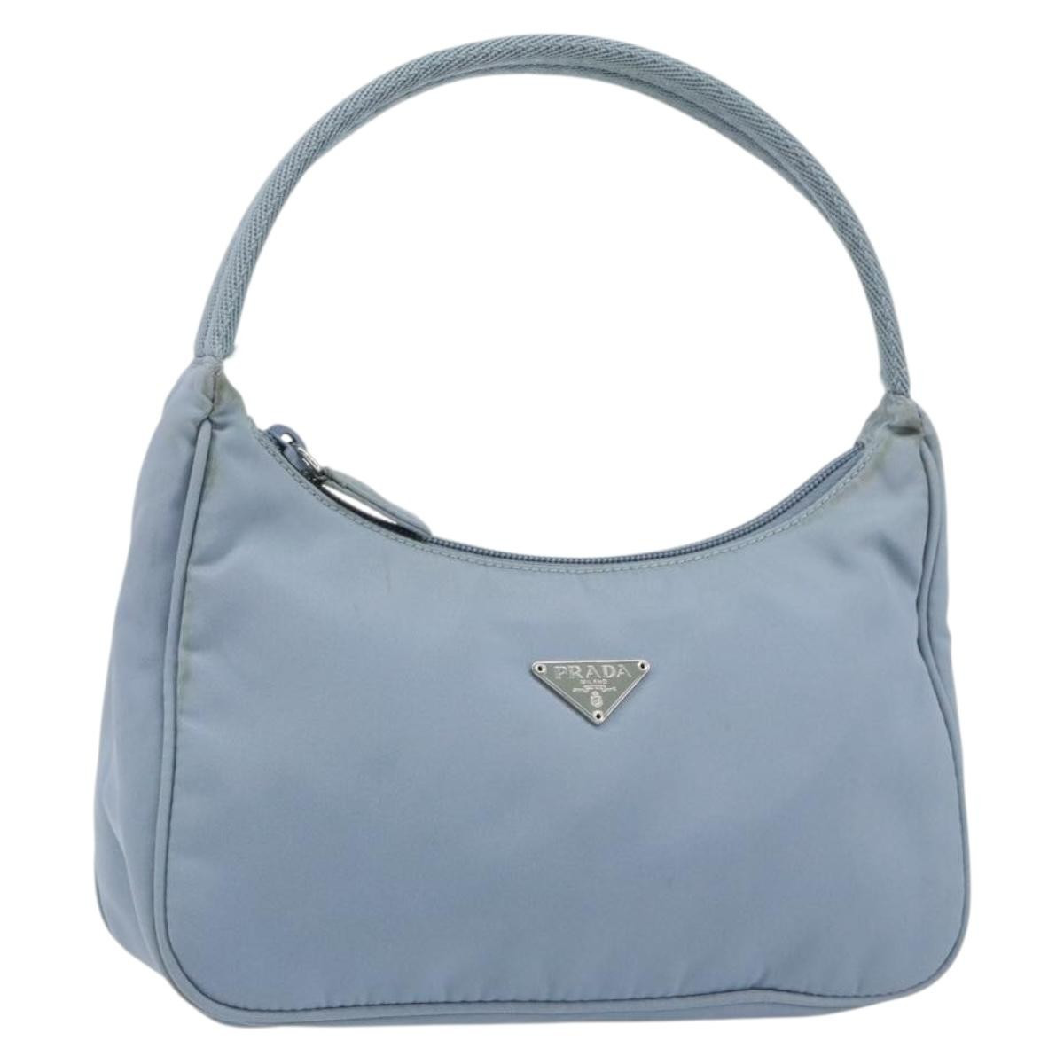 PRADA Hand Bag Nylon Light Blue Silver Auth BA7770 | eBay US