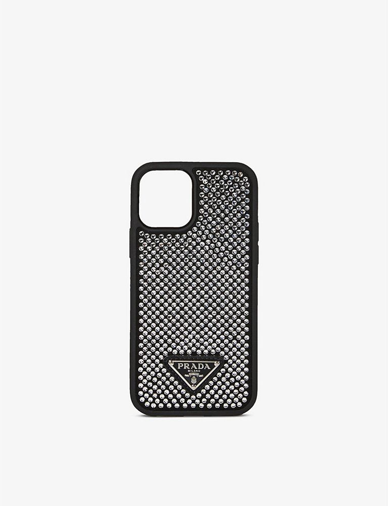 PRADA Rhinestone-embellished leather Iphone12 phone case | Selfridges