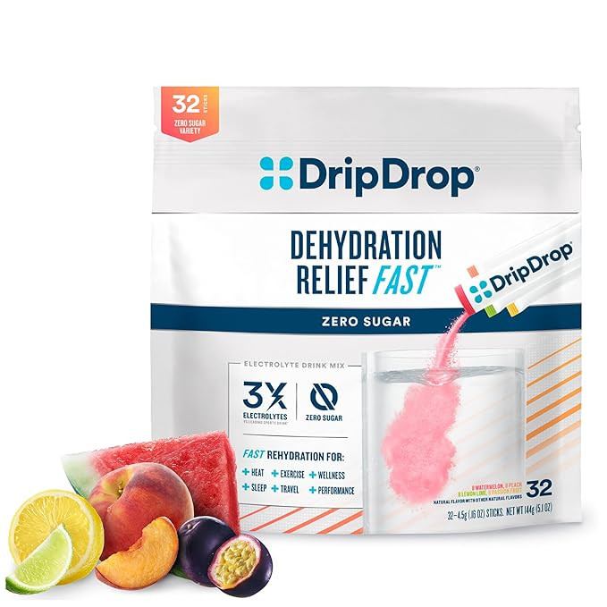 DripDrop Hydration - Zero Sugar Variety Pack - Electrolyte Drink Mix Hydration Powder Packets - L... | Amazon (US)