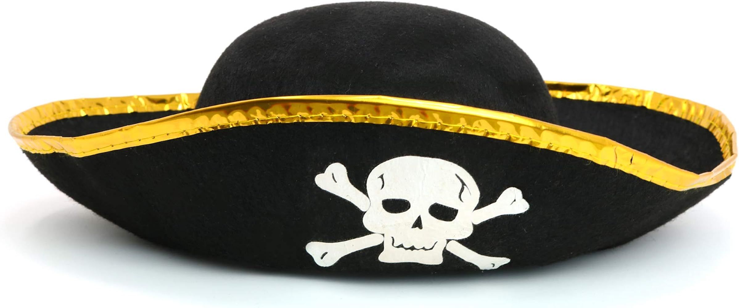 Skeleteen Tri Corner Pirate Hat - Three Cornered Buccaneer Costume Accessory Hat - 1 Piece | Amazon (US)