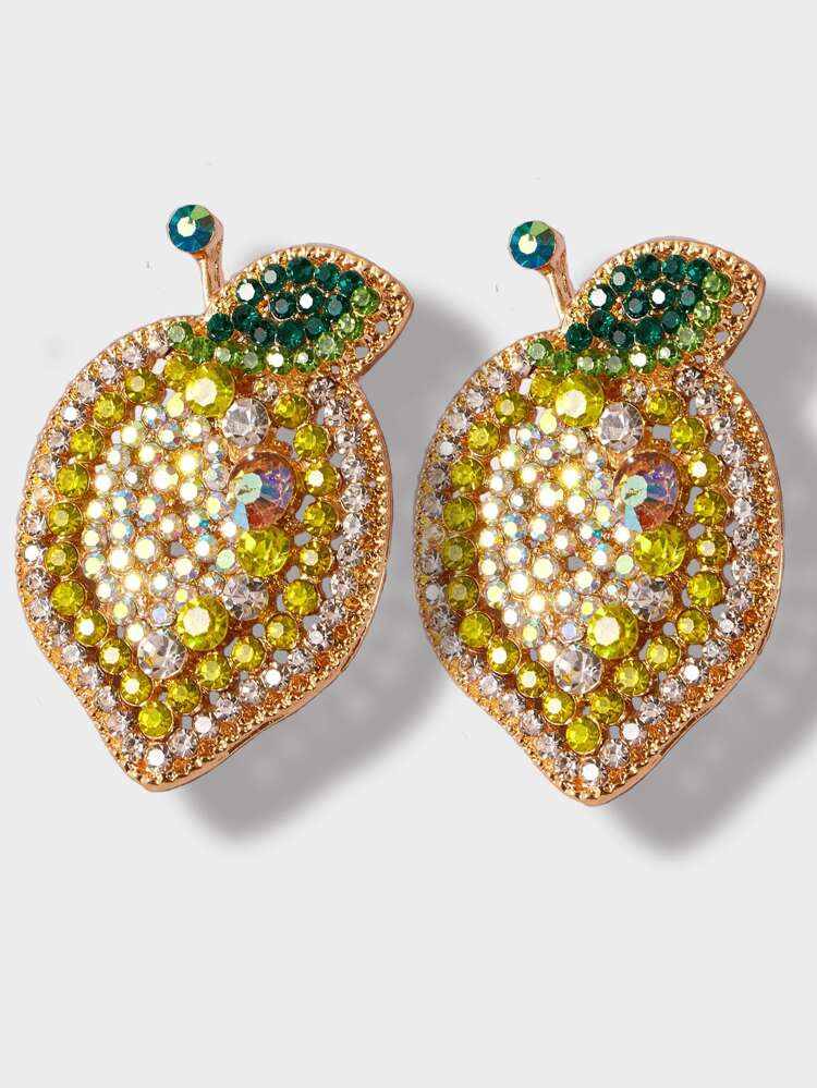 Rhinestone Lemon Stud Earrings | SHEIN