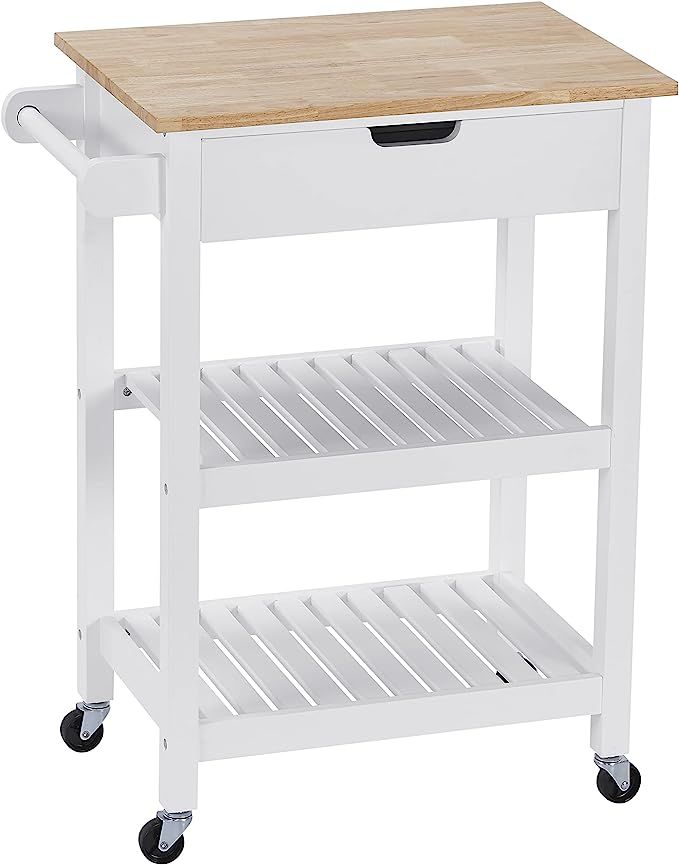 conifferism White Multipurpose Utility Cart,Butcher Block Kitchen Island on Wheels with Drawer, F... | Amazon (US)