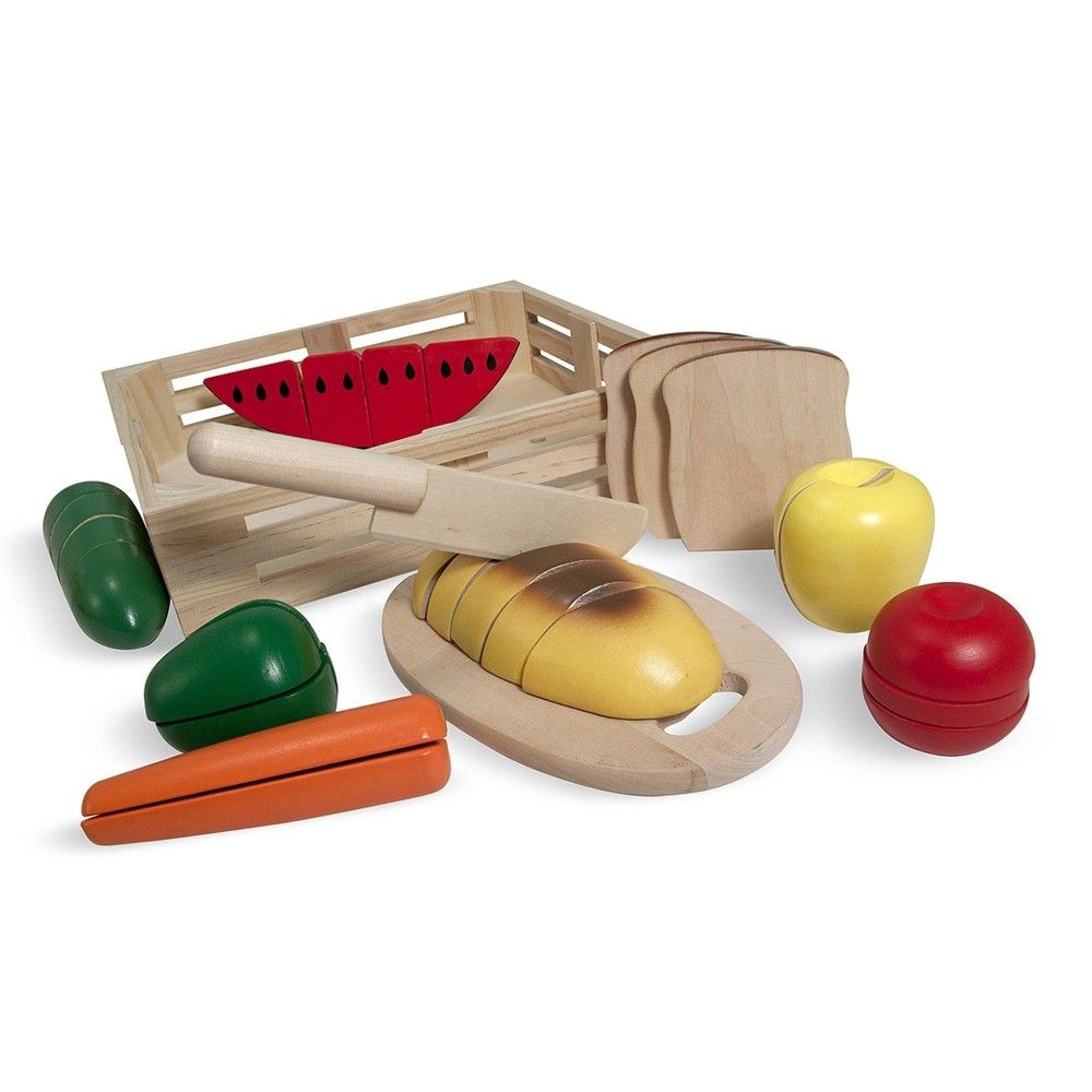Melissa & Doug Cutting Food - Play Food Set With 25+ Hand-Painted Wooden Pieces, Knife, and Cutting  | Target