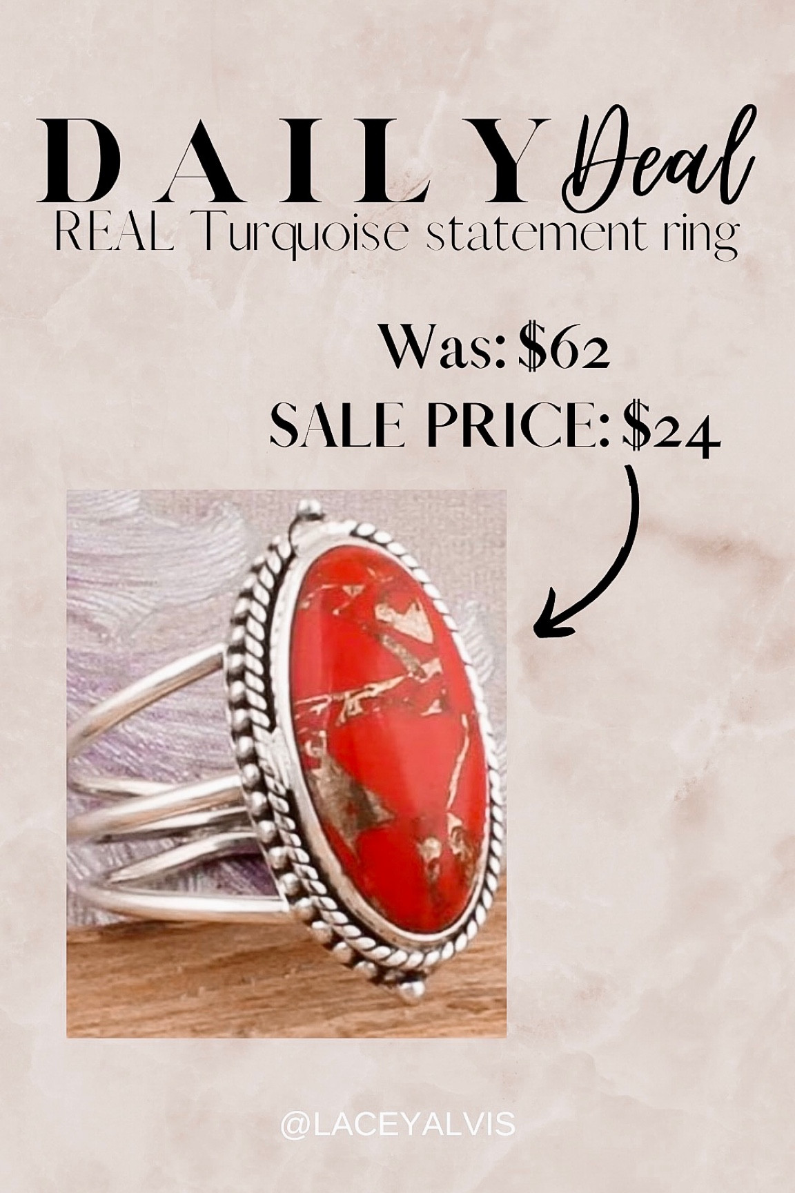 DAILY DEAL ‼️🚨: REAL Turquoise statement ring | Was: $62 | ON SALE FOR ONLY $24 (60% off!) 

#sale #salefinds #statementjewelry #turquoisejewelry #bohowesternstyle 

#LTKunder50 #LTKsalealert #LTKstyletip
