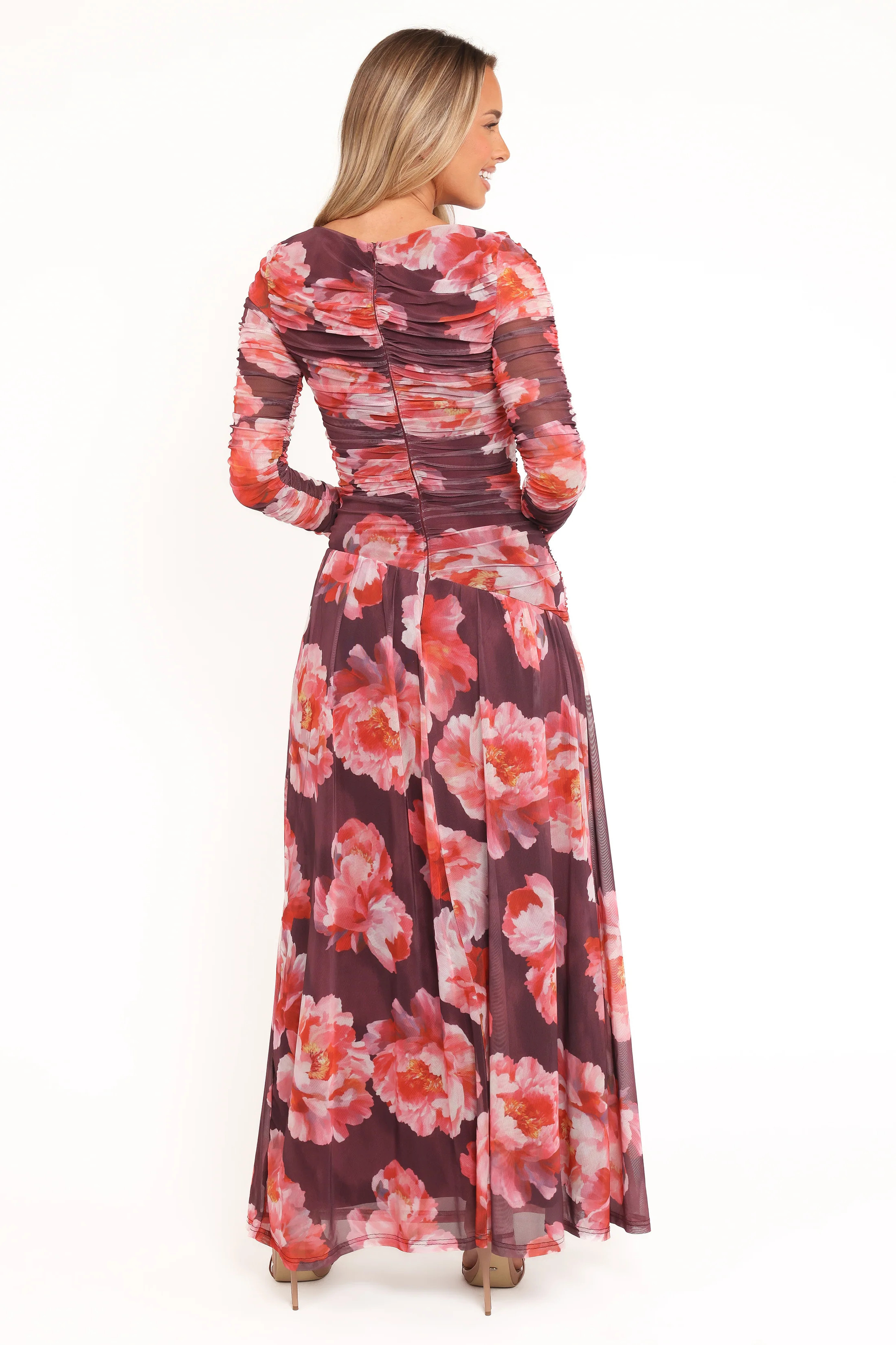 Calypso Long Sleeve Maxi Dress - Burgundy Peony | Petal & Pup (US)