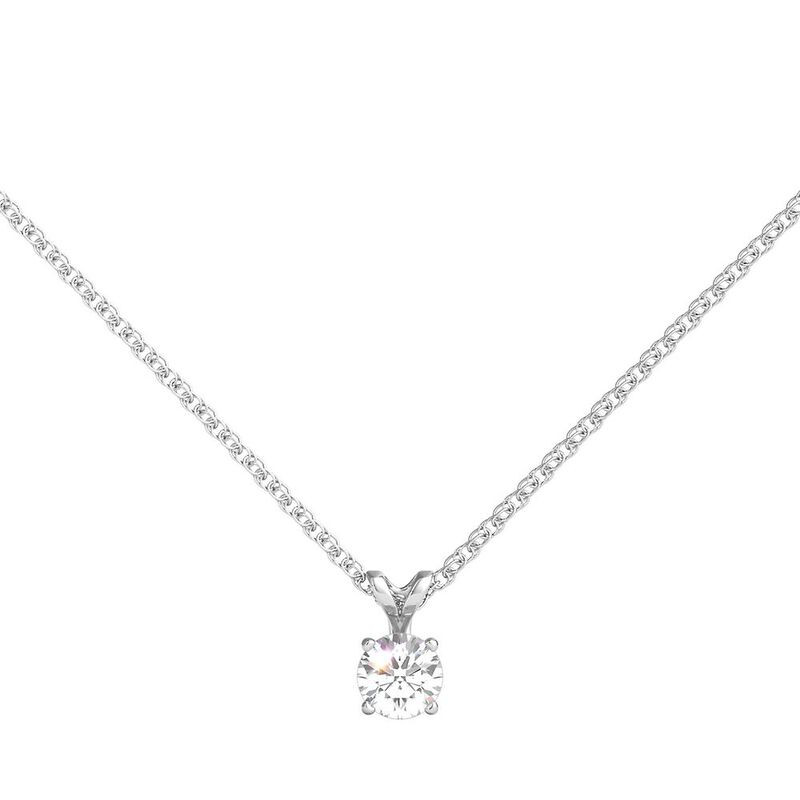 Diamond Solitaire Pendant in 14K White Gold | Helzberg Diamonds