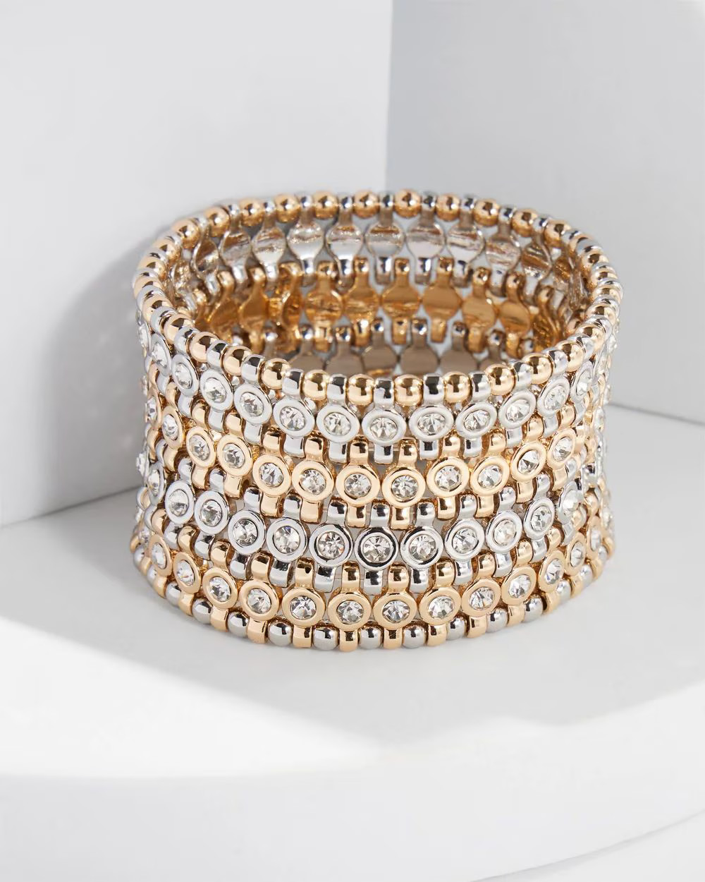 Pavé-Accent Wide Stretch Bracelet | White House Black Market | White House Black Market