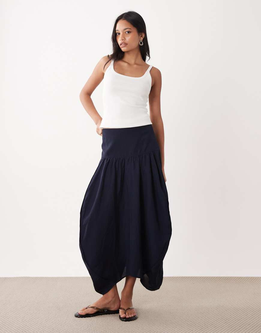 ARKET dropped hem parachute balloon maxi skirt in blue | ASOS (Global)