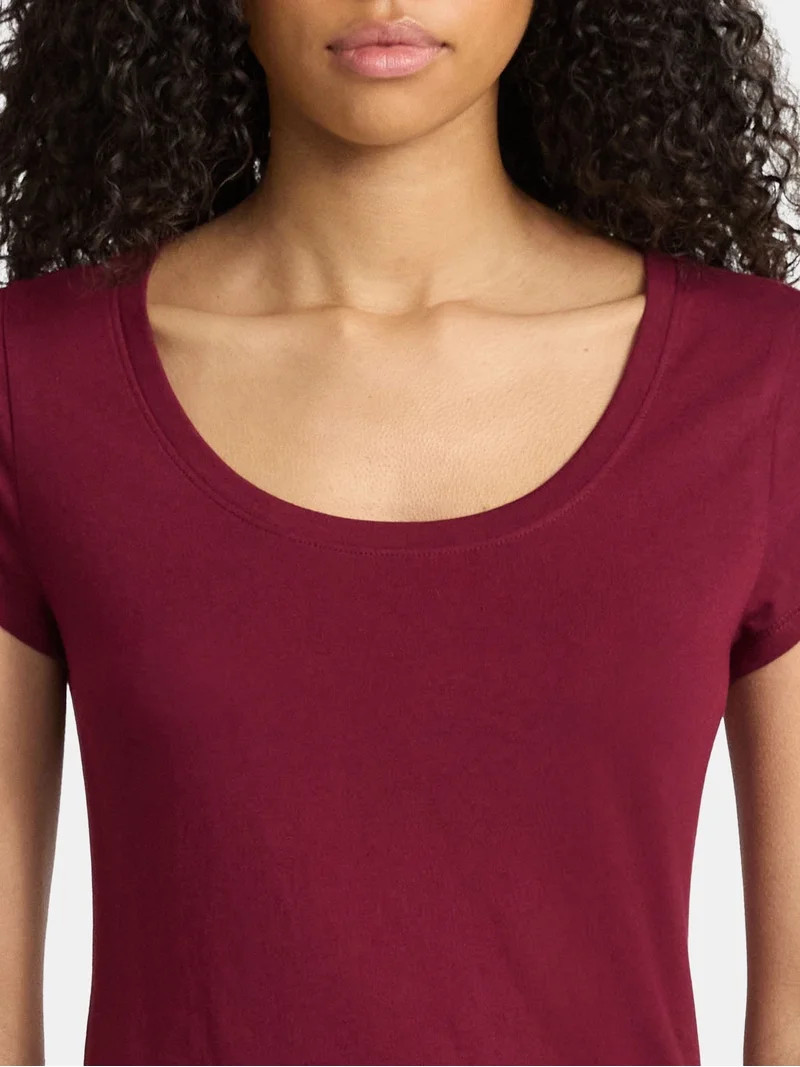No Boundaries Scoop Neck Tee with Short Sleeves, Women's | Walmart (US)