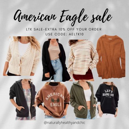 American eagle sale. Fall attire. Sweaters. Hoodies. Graphic. #LTKCon #LTKsalealert 

#LTKSale #LTKSeasonal #LTKunder50