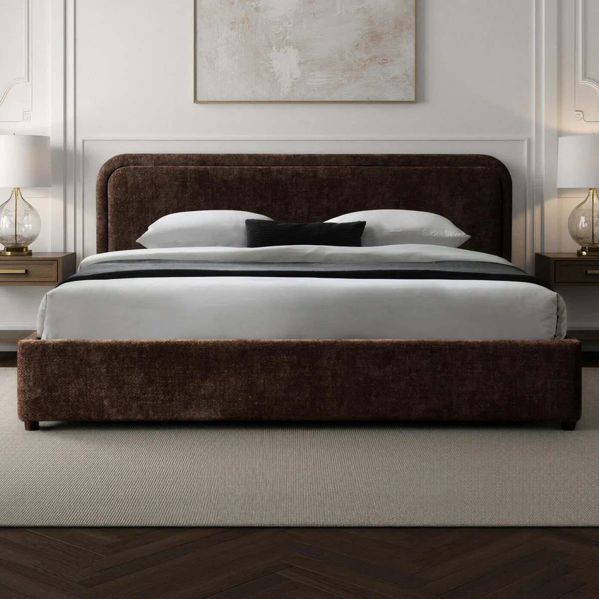 Chloe Upholstered Platform Bed - Brown - King Size | Wayfair North America