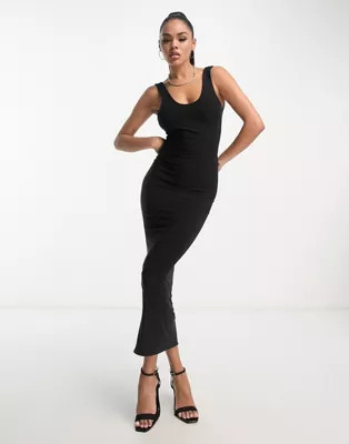 Fashionkilla sculpted scoop neck maxi dress in black | ASOS (Global)