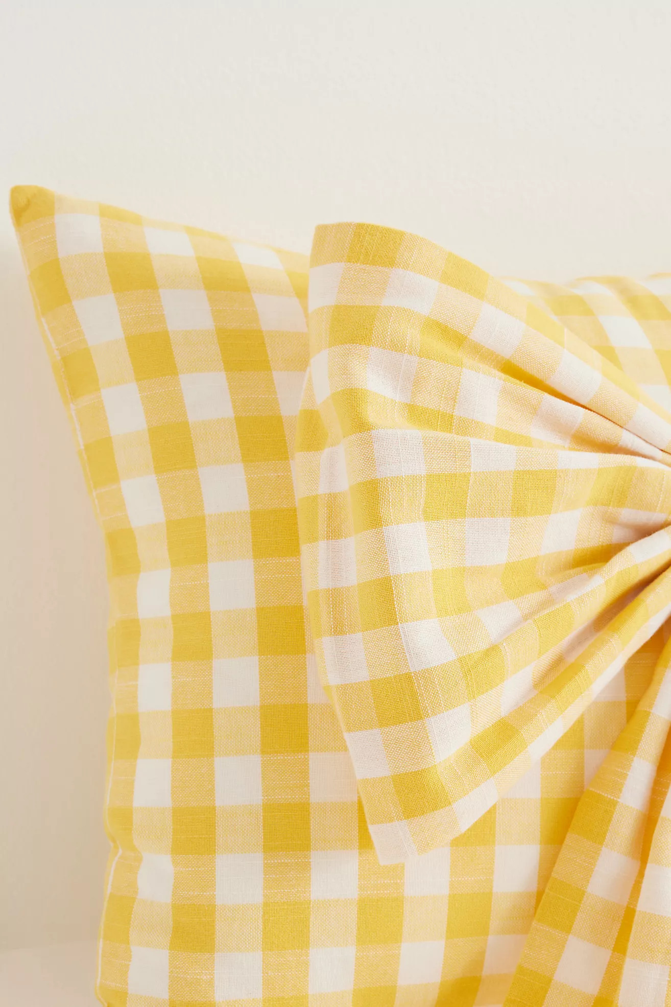 Ana Cotton Gingham Printed Bow Pillow | Anthropologie (US)