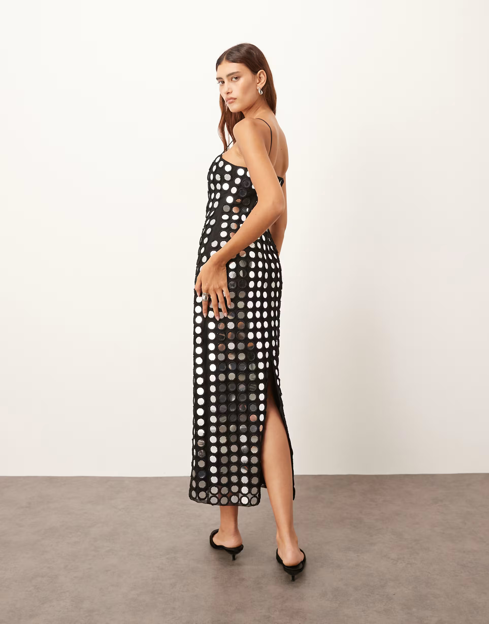 ARRANGE mirror embellished cami column midi dress in black | ASOS (Global)