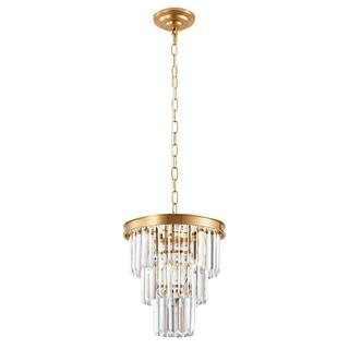 Modern 1-Light Gold Crystal Chandelier 13 in. for Kitchen Island Pendant Lighting with 3-Tier Cle... | The Home Depot