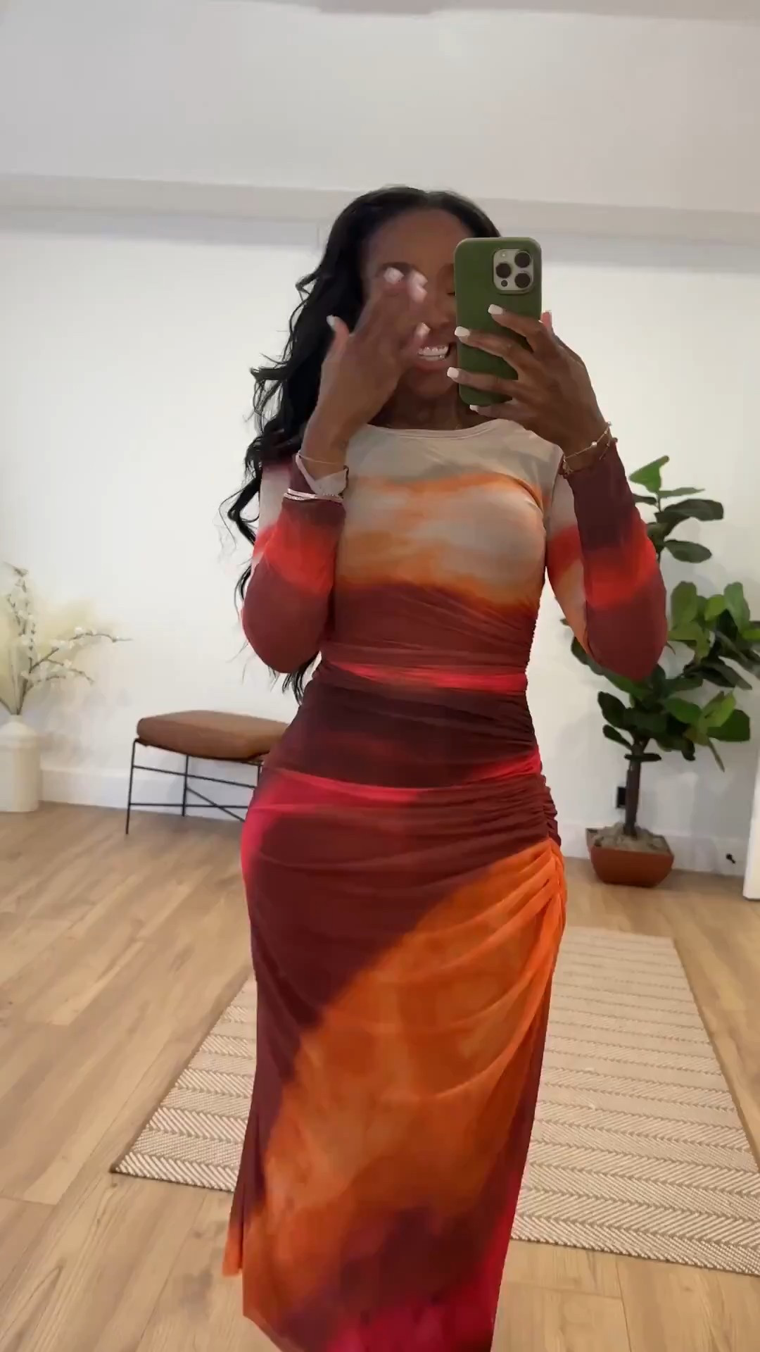 🔥 Valentine’s Date Night Statement — This abstract red-orange bodycon dress is a total showstopper with a flattering ruched fit and bold color story that instantly elevates your Valentine’s look. It hugs in all the right places while still feeling comfortable and confident.

This is one of those pieces you’ll rewear for multiple occasions, so the cost per wear keeps dropping every time you style it differently — heels for date night, boots for dinner plans, or sleek flats for a daytime event.

Perfect for Valentine’s Day dates, romantic dinners, girls’ night out, birthday celebrations, and special occasions.

📏 Sizing:
Dress: Small  

Measurements:
5’4” · 138 lbs · 34D · 27” waist · 40” hips  

Tap to get details and see how this look fits in motion.

Abstract print dress, Valentine’s Day outfit ideas, red and orange bodycon dress, ruched midi dress, date night outfit inspiration, flattering fitted dresses, statement Valentine’s looks, cost per wear wardrobe staples.

Follow me on Instagram and YouTube @kirasfashionfinds