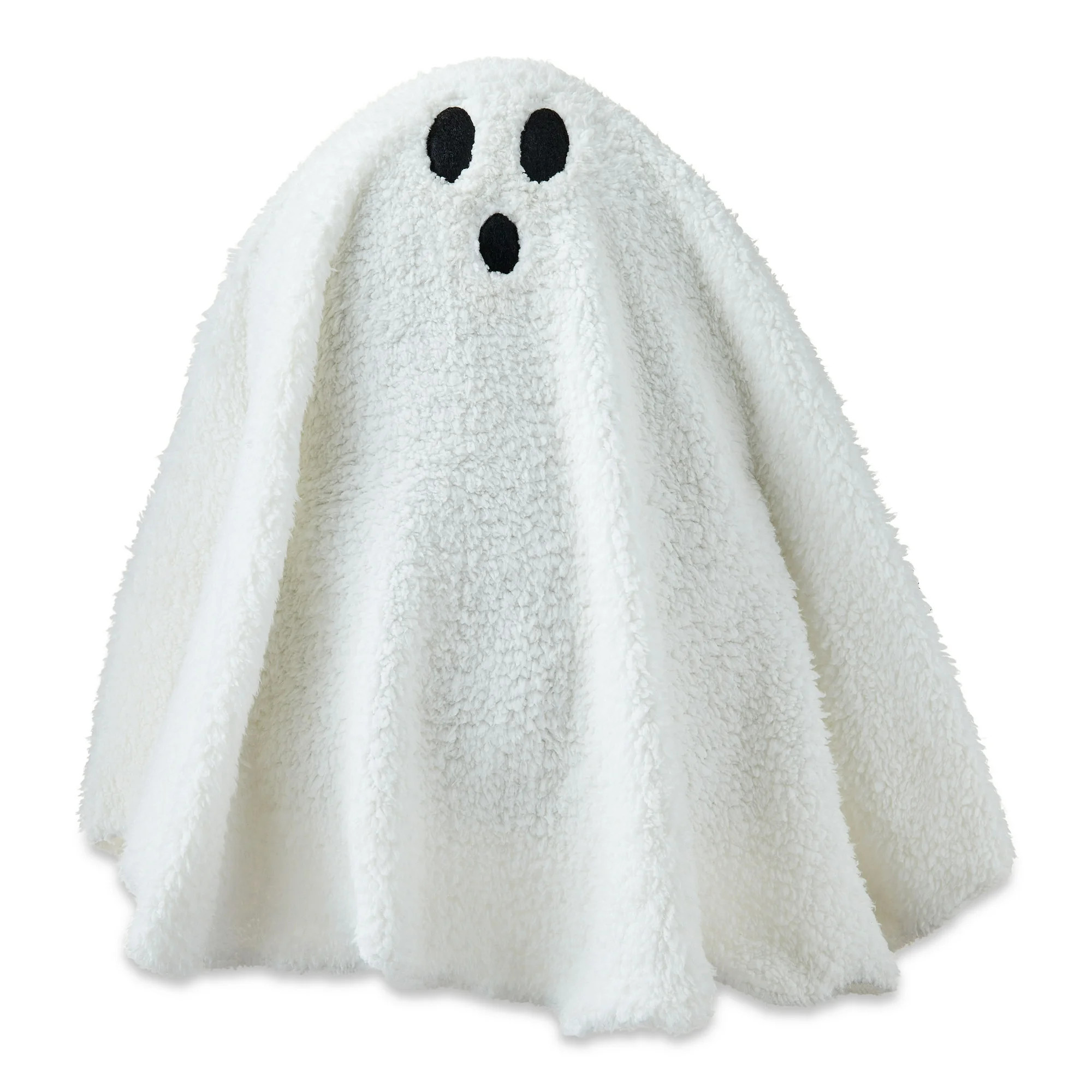 Ghost Sherpa Pillow, White, 17", Halloween by Way To Celebrate - Walmart.com | Walmart (US)