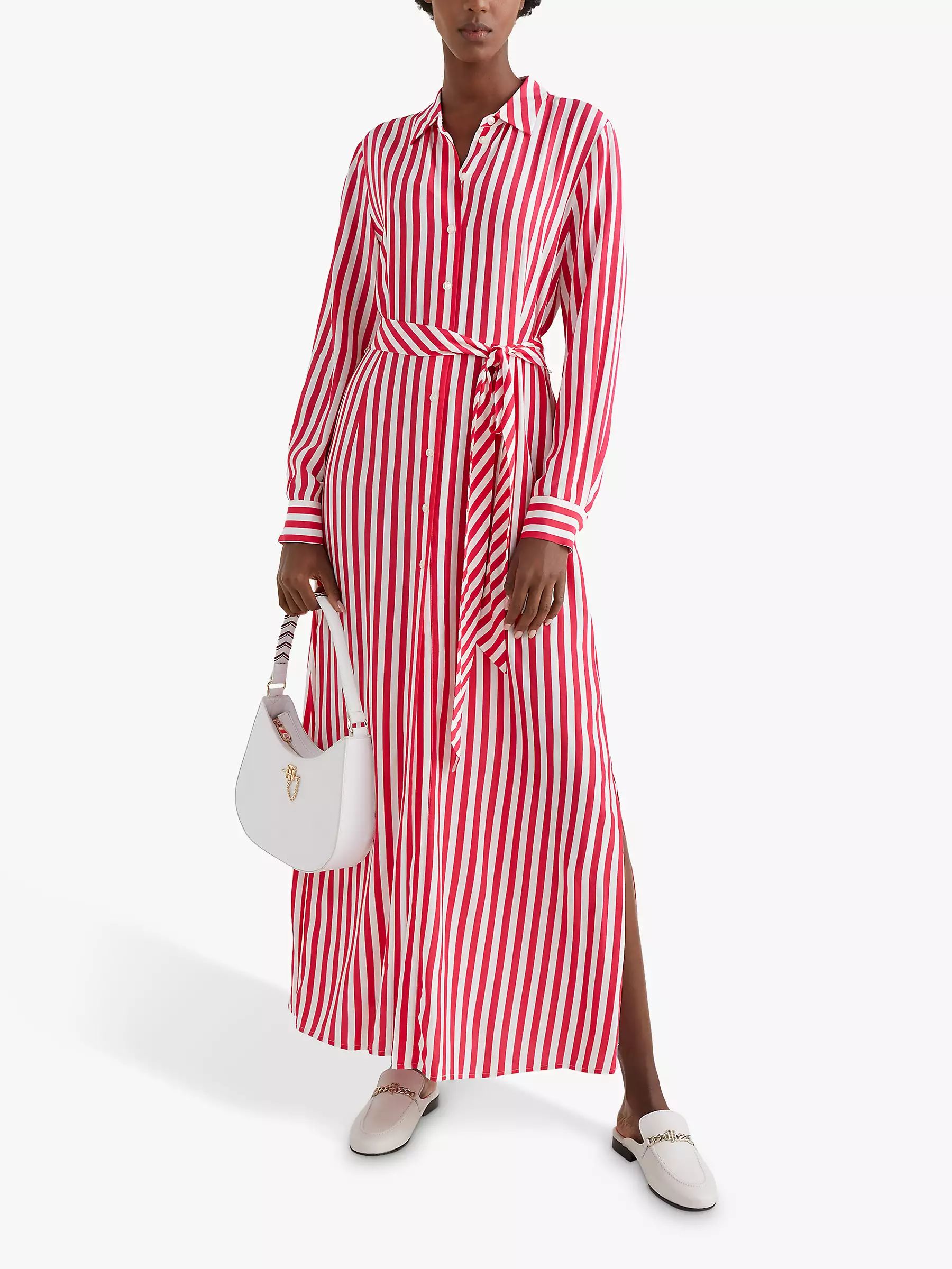 Tommy Hilfiger Striped Maxi Shirt Dress, Banker Stripe/Pink Splendour | John Lewis (UK)