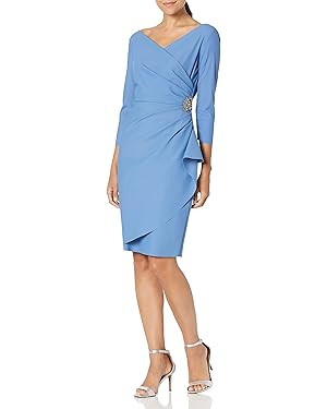 Alex Evenings Women's Slimming Short Sheath 3/4 Sleeve Cocktail Dress, Wedding Guest (Petite and ... | Amazon (US)