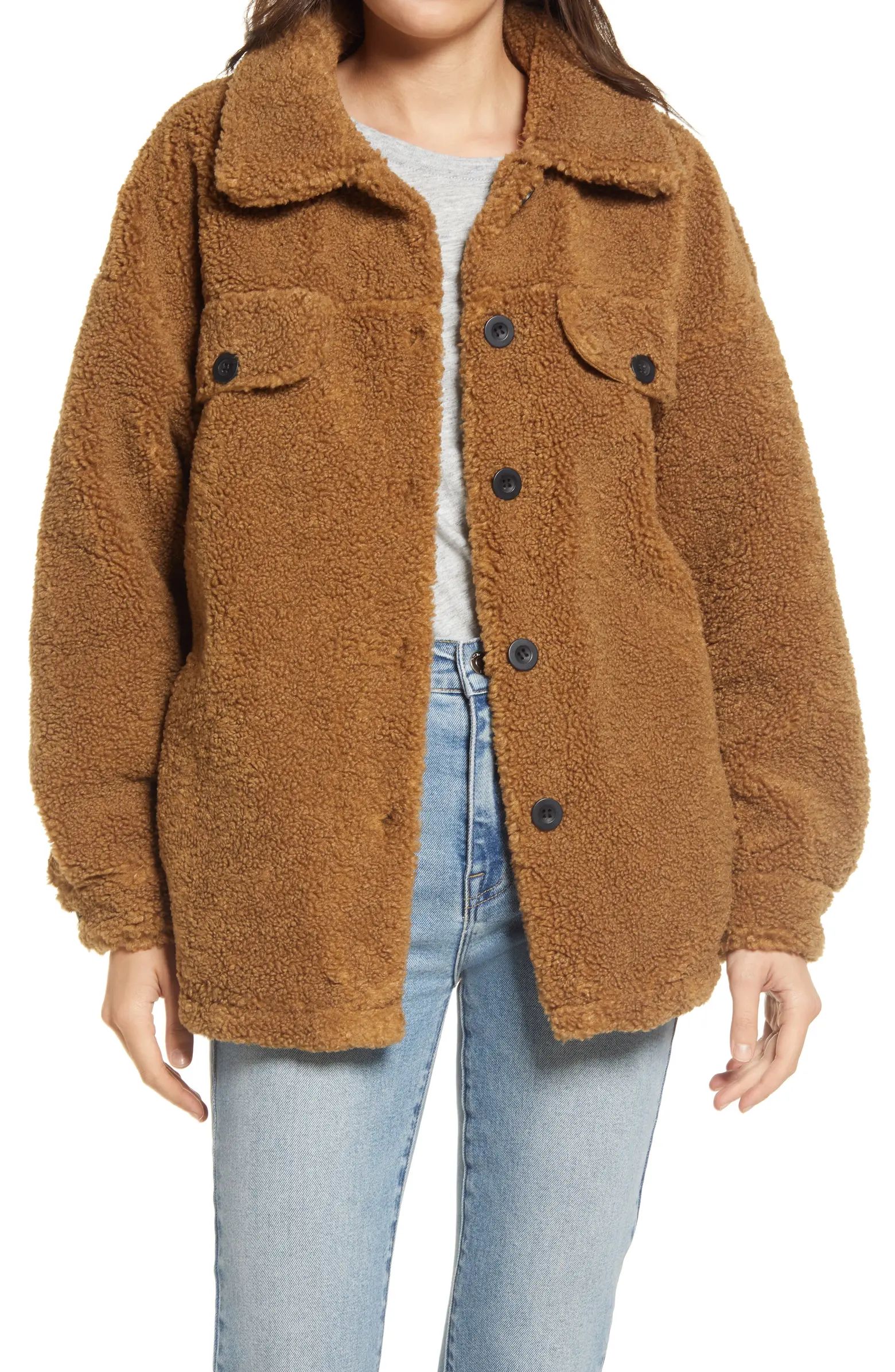 Nicki Teddy Bear Shirt Jacket | Nordstrom