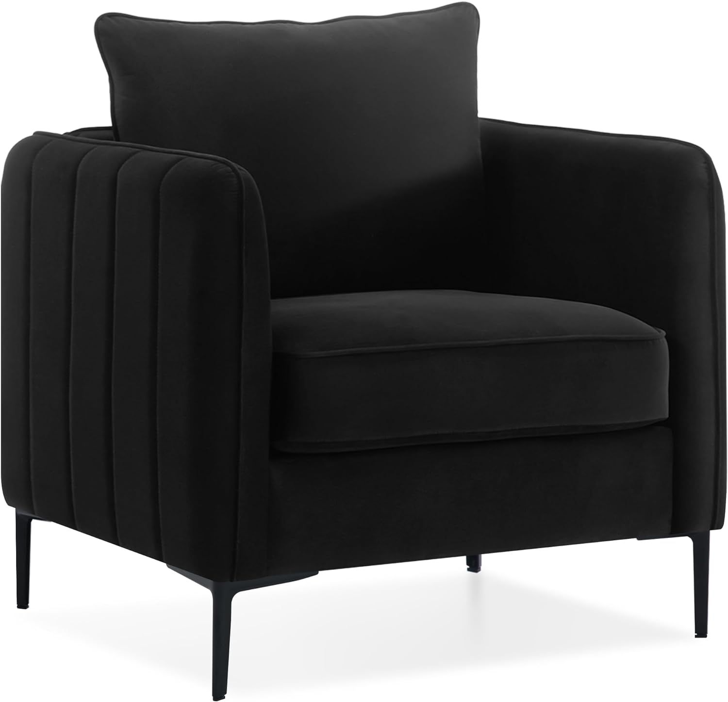 Black Velvet Accent Chairs for Living Room, Modern Upholstered Accent Chair Comfy Velvet Armchair... | Amazon (US)