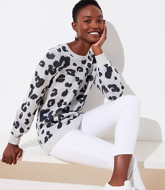 Leopard Jacquard Sweater | LOFT
