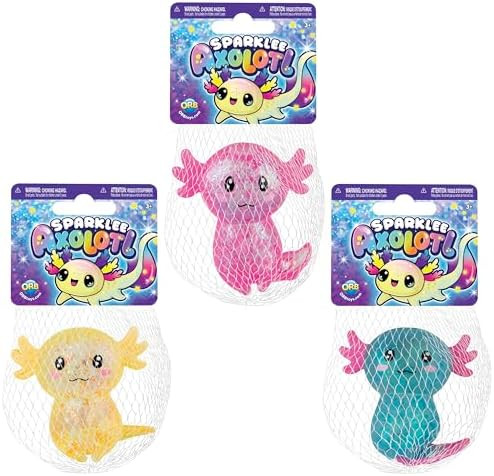 ORB Curiosities Mega Sparklee Squishy Axolotl Toy 3 Pack - Cute Axolotl Squishy Sparkling Sugar B... | Amazon (US)