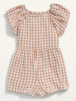 Flutter-Sleeve Gingham Romper for Baby | Old Navy (US)