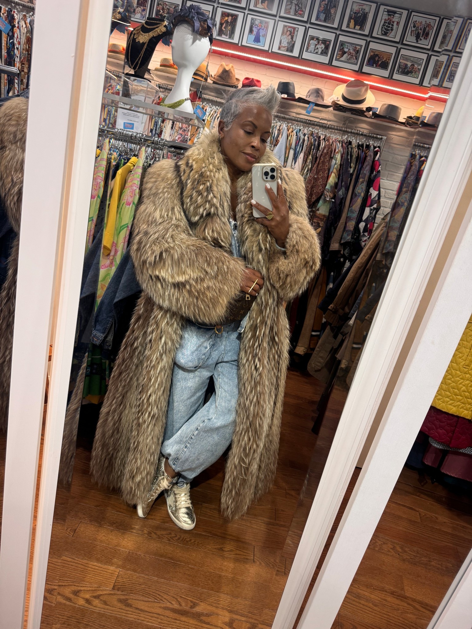 vintage mood ON

For sizing reference: I'm 5'2 | 150lbs | ftts | wearing a medium

Disclaimer: some items may be limited availability 😫 but tagging a few similar pieces and linking what’s available! 🫶🏽


#outfitinspo #traveloutfit #furcoat #denimjumper #travelinstyle #flyageless  #silverhair #pixiecut #shorthairstyle #midlife #fashionover40 #stylereel #LTKStyle #ootd #outfitcheck #outfitdetail #fitcheck #fashionover40 #thriftshop #greatfinds

#LTKOver40 #LTKTravel #LTKStyleTip