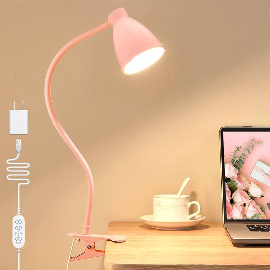 BOHON Cute Desk Lamp with Clamp 10W 38 LED Clip on Light, 3 Color 10 Brightness Auto Off Timer Fl... | Amazon (US)