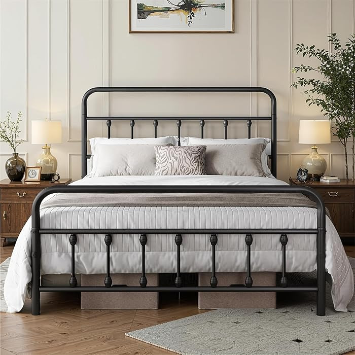 Chuangshuo Guard Queen Bed Frame-Classic Metal Platform Bed Frame Mattress Foundation with Victor... | Amazon (US)