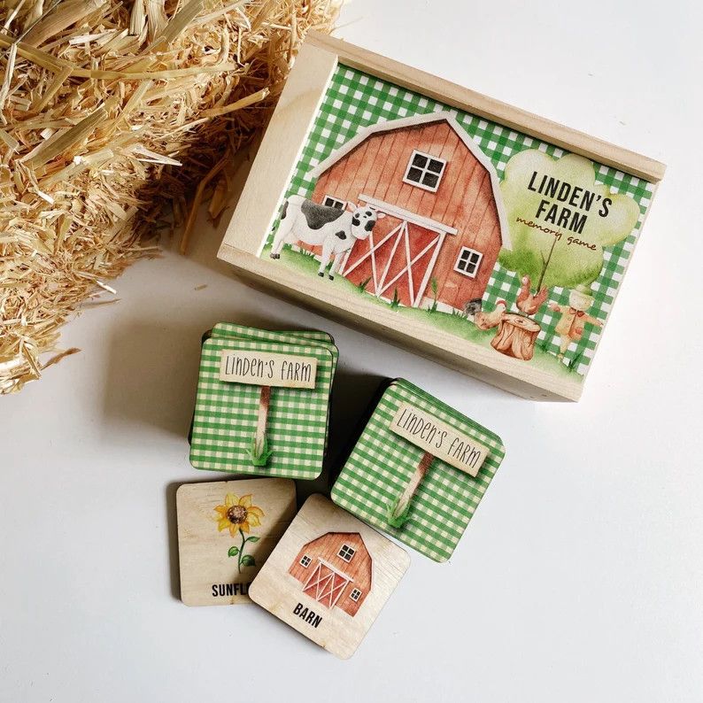 Farm memory game, preschool games, personalized toys, Montessori wood toys, farmhouse toy, barnya... | Etsy (US)