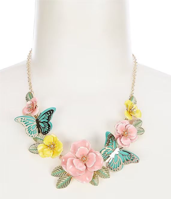 Multi Spring Floral Butterfly Statement Collar Necklace | Dillard's