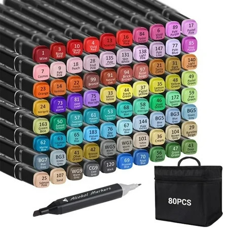Alcohol Markers, ANUNU 80 Colors Dual Brush Tip Art Markers, Coloring Marker, for Book Painting Card Making, Christmas gift | Walmart (US)