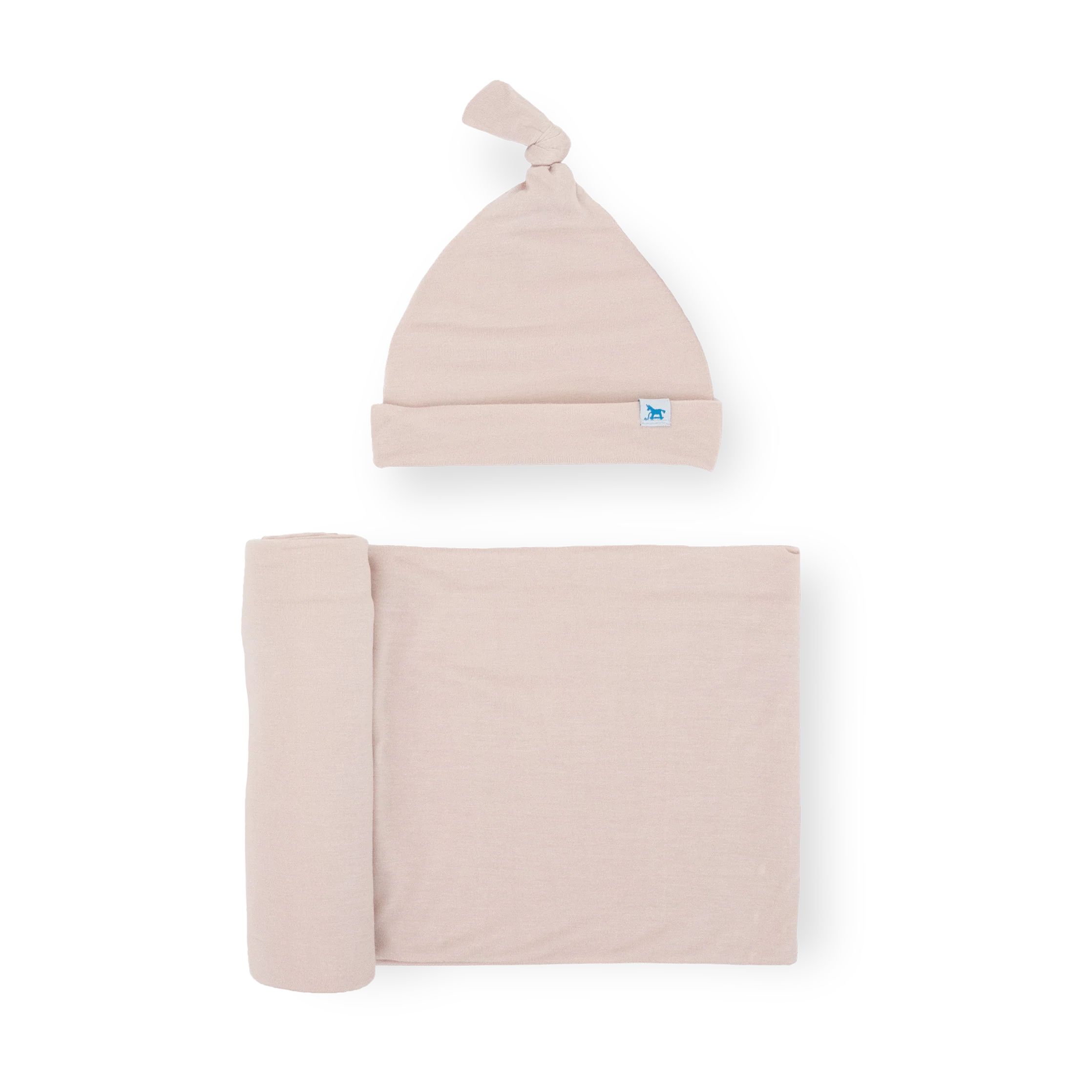 Stretch Knit Swaddle and Hat Set - Soft Blush | Little Unicorn