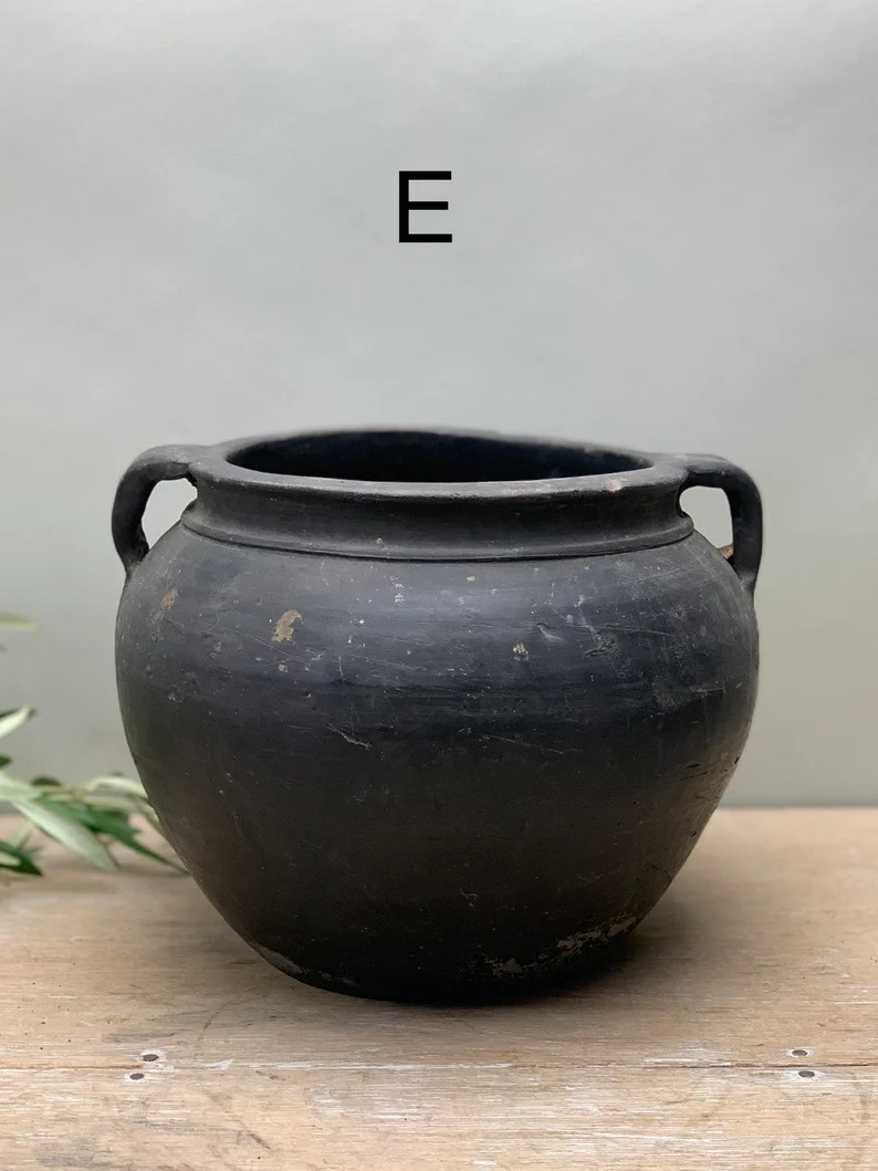 Medium Vintage Black Grey Pot with Handles Free Shipping | Etsy | Etsy (US)