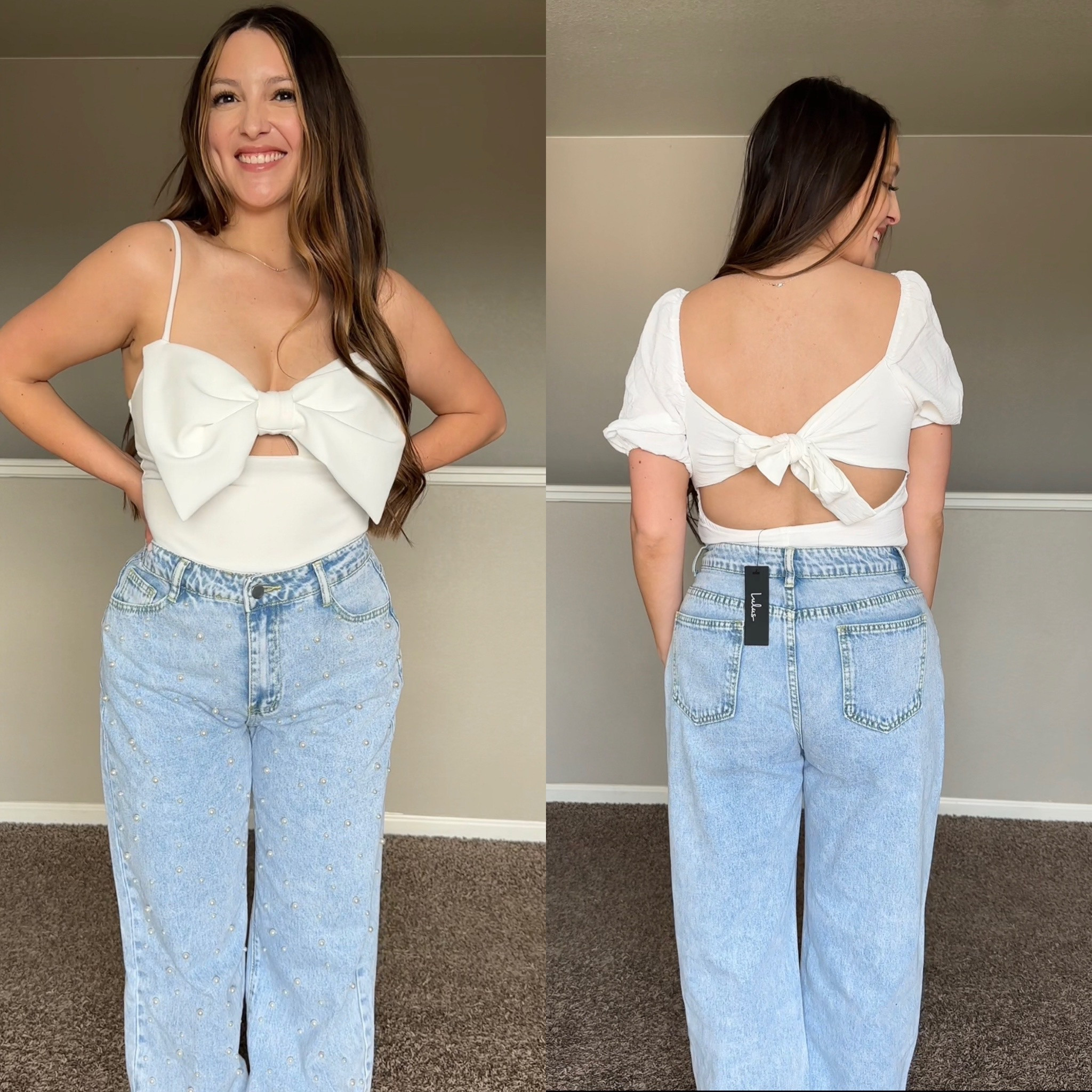 Adorable white bodysuits from Lulus! Pearl jeans are from Shein 🤍 

#LTKWedding
