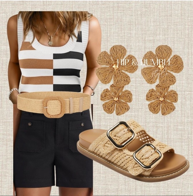 Cute summer outfit- summer sweater, black shorts, summer accessories

#LTKootd #LTKSeasonal #LTKOver40